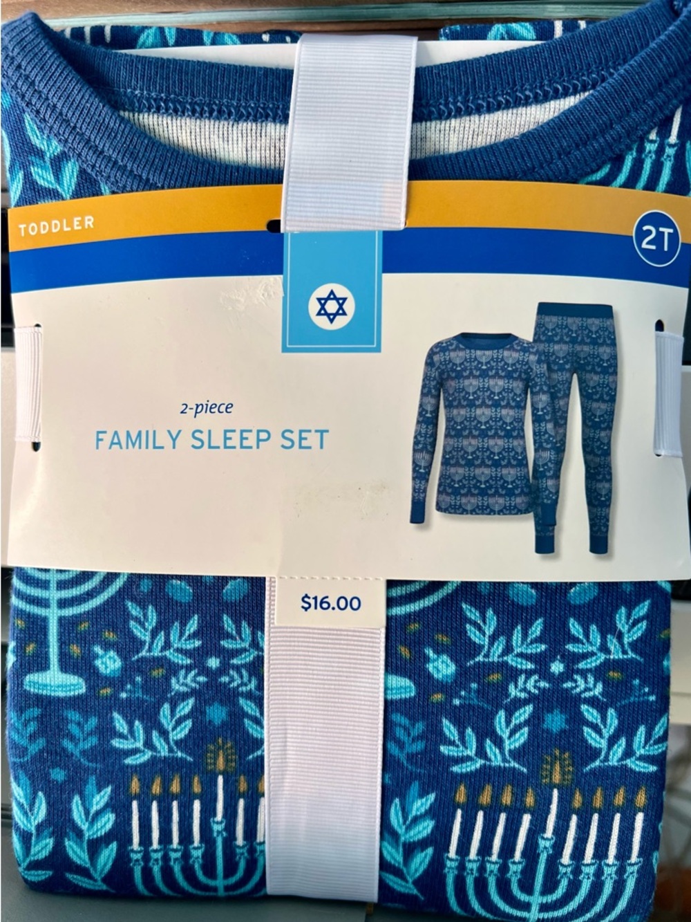 Hanukkah Toddler 2-Piece Pajama Set with Menorah Print